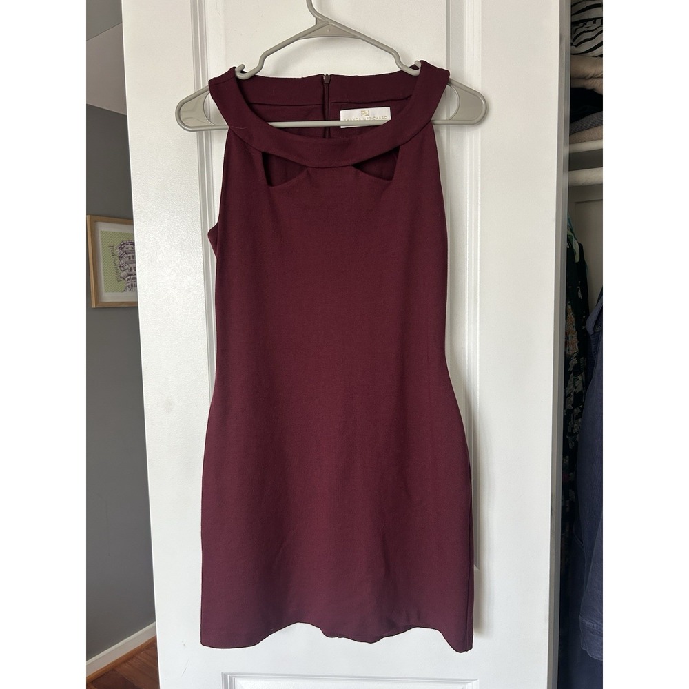 Amanda Uprichard Womens Mini Dress Maroon Size Small Bodycon Cutout Neck